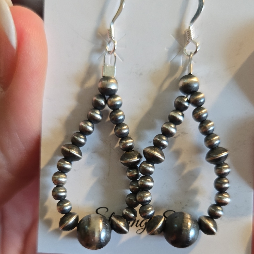 Sterling Silver Native American Beaded Earrings